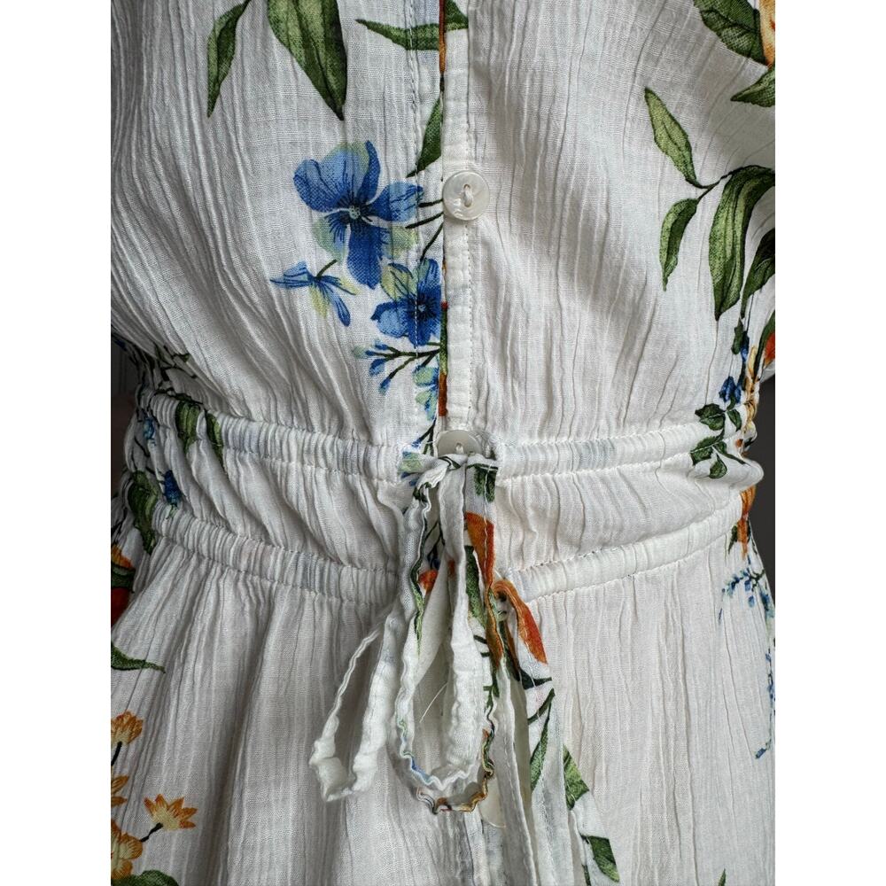 Time and Tru Citrus Floral Peplum Blouse White Blue Flowers Oranges Large - Picture 4 of 6